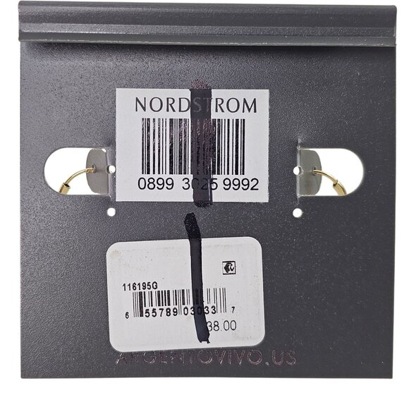 Argento‎ Vivo Milano Sterling Silver Hoop Earrings 18K Gold Plated 1/2"  NWT - Picture 5 of 6